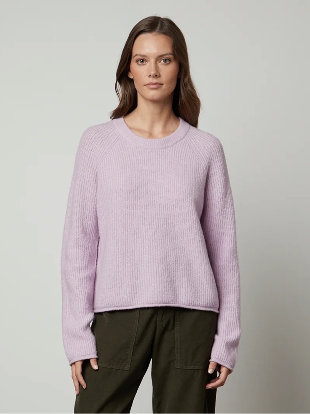 Velvet by Graham & Spencer Women’s Pale Lavender Crew Neck Sweater - Picture 3 of 7